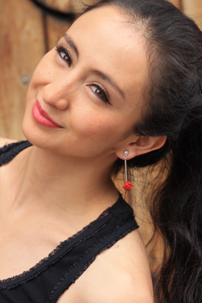 Rose with silver bar Origami Studs